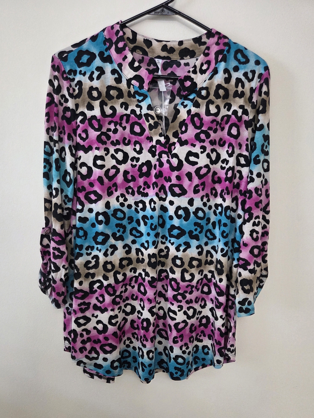 Dear Scarlett "Lizzy" 3/4 Sleeve Leopard Print Tunic Top-Size Large